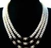 7-8mm Junoesque 3row Cultured Pearl Black Jade Necklace 18"-20"