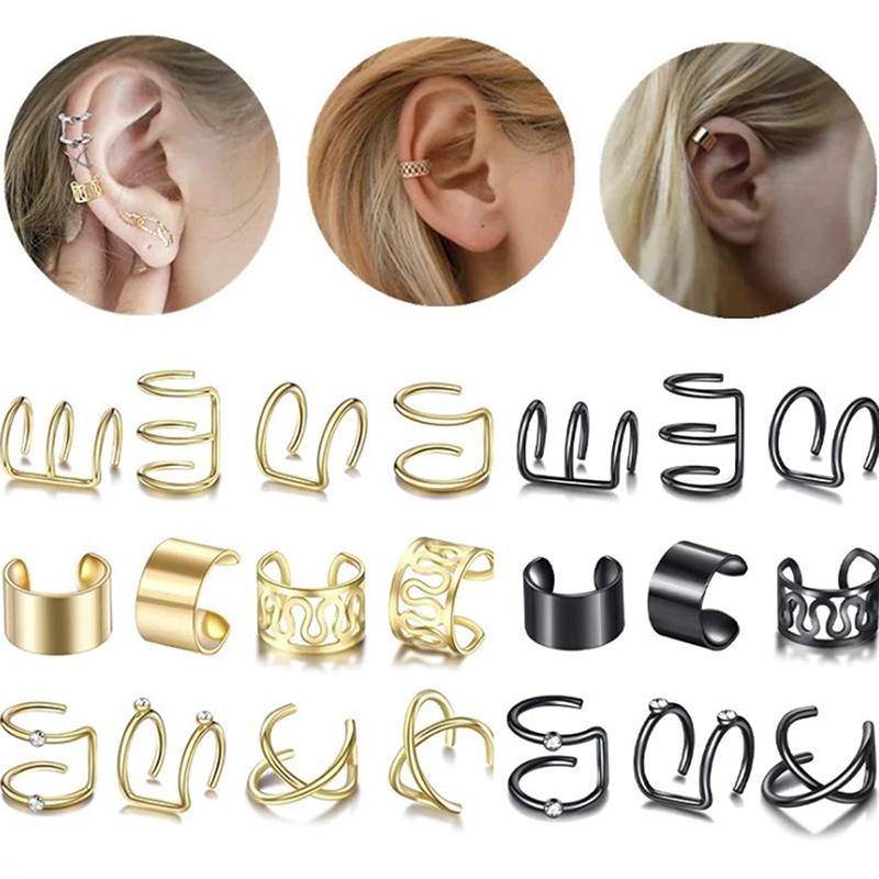 12Pcs/Set Ear Cuffs Leaf Ear Cuff Clip Earrings For Women Earcuff No Piercing