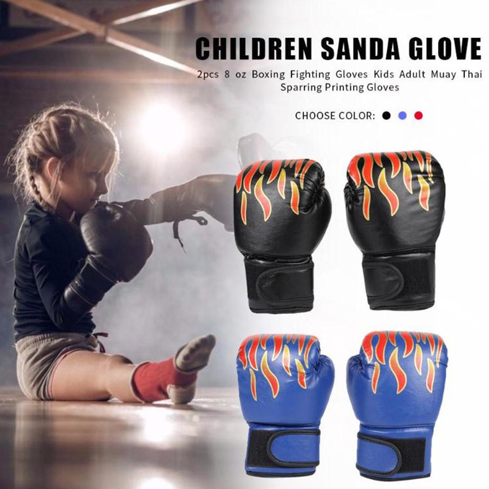 Leather Sanda Kickboxing Breathable Sparring Glove Boxing Training Glove Boxing Gloves Flame Gloves