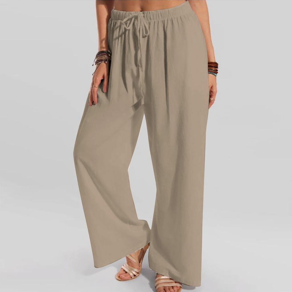 Модные женские однотонные свободные и удобные карманные брюки для отдыха