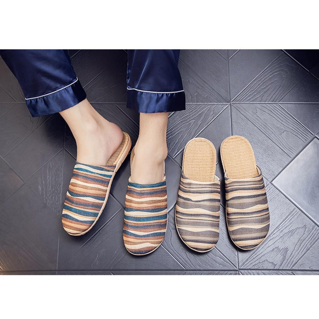 Удобный для использования в помещении, дышащий лен, всесезонная домашняя ткань, классные тапочки для мужчин и женщин, напольное покрытие для пар, мягкая подошва, для домашнего использования