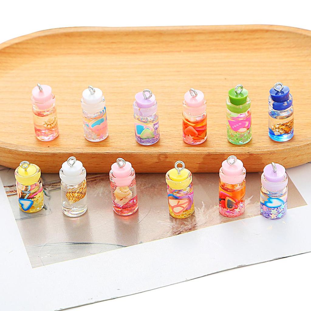 6 шт. 10*20 мм красочные блестки бутылки желаний стеклянные подвески для очаровательных украшений брелок ожерелье серьги