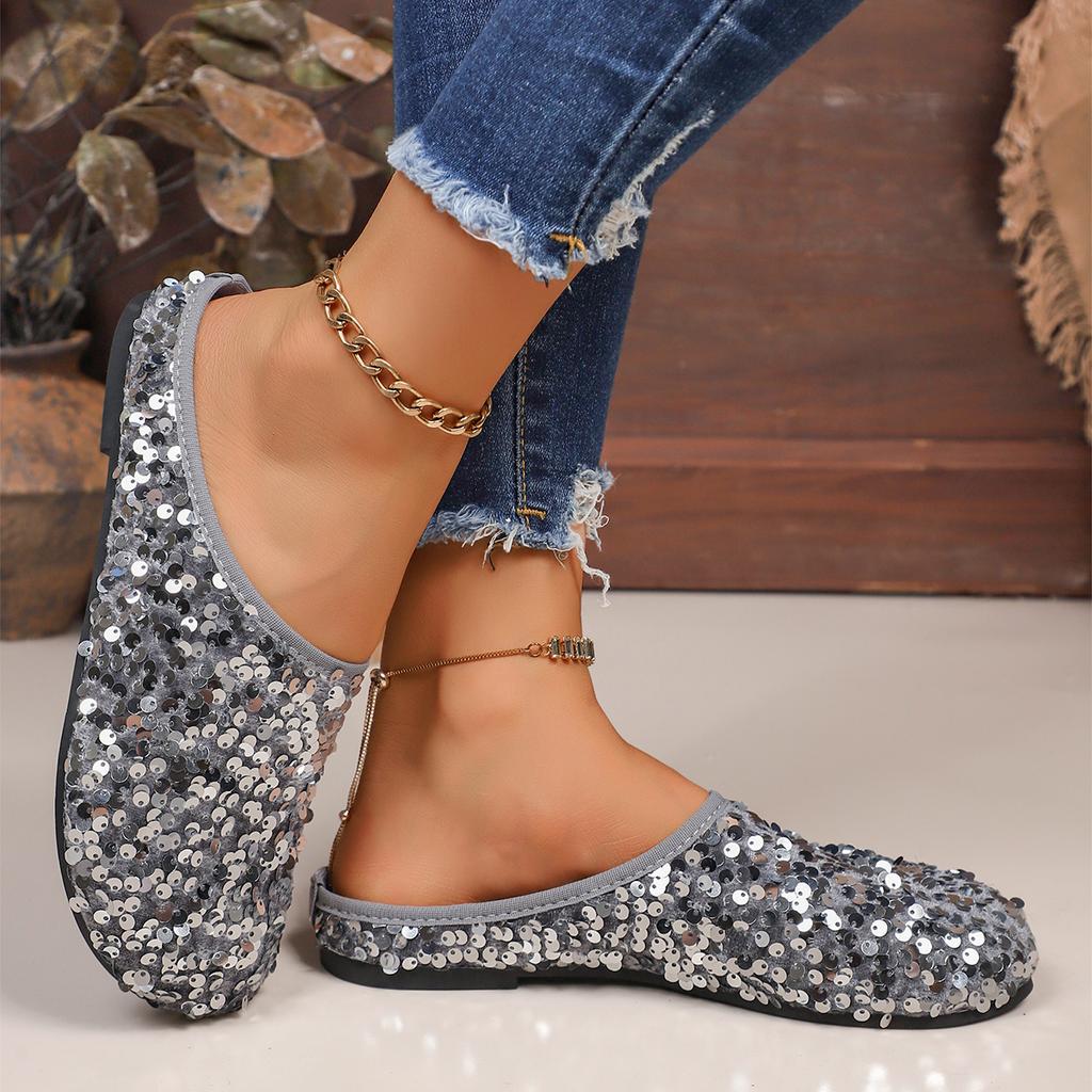 Women Flat Shoes Bling Women Loafers Platform Shiny Women's Casual Shoes Sequin Slippers Summer Ballet Women Lightweight Shoes
