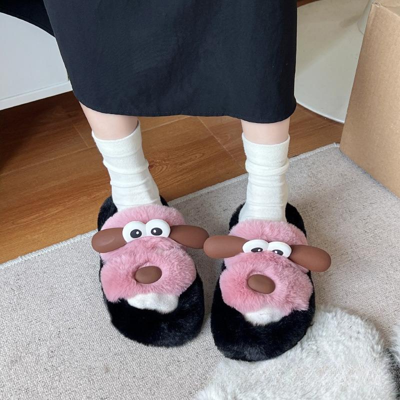 Модные мультяшные милые женские тапочки Осень Зима Новая мода Увеличение высоты Платформа Домашняя обувь Удобные плюшевые теплые хлопковые туфли