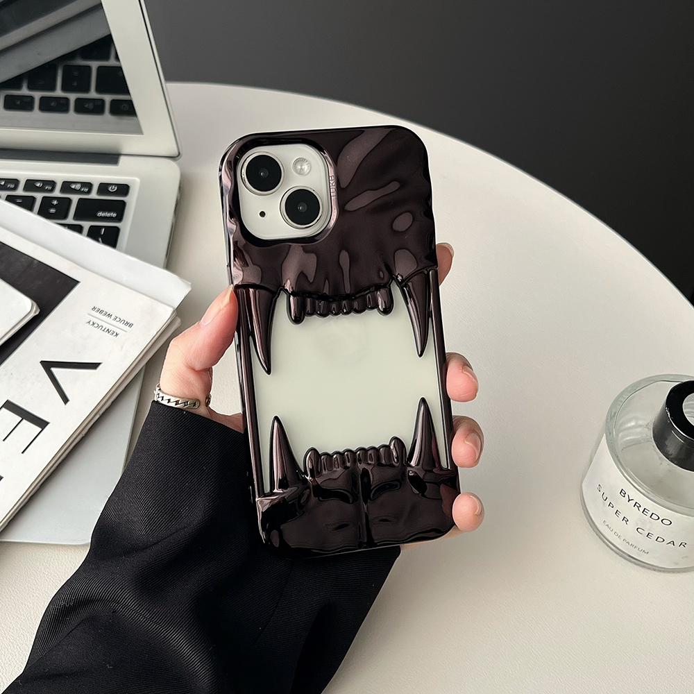3D Чехол-клык с полыми элементами для рассеивания тепла для iPhone 16 15 14 13 12 11 Pro Max Ударопрочный Гальванизированный Мягкий Чехол