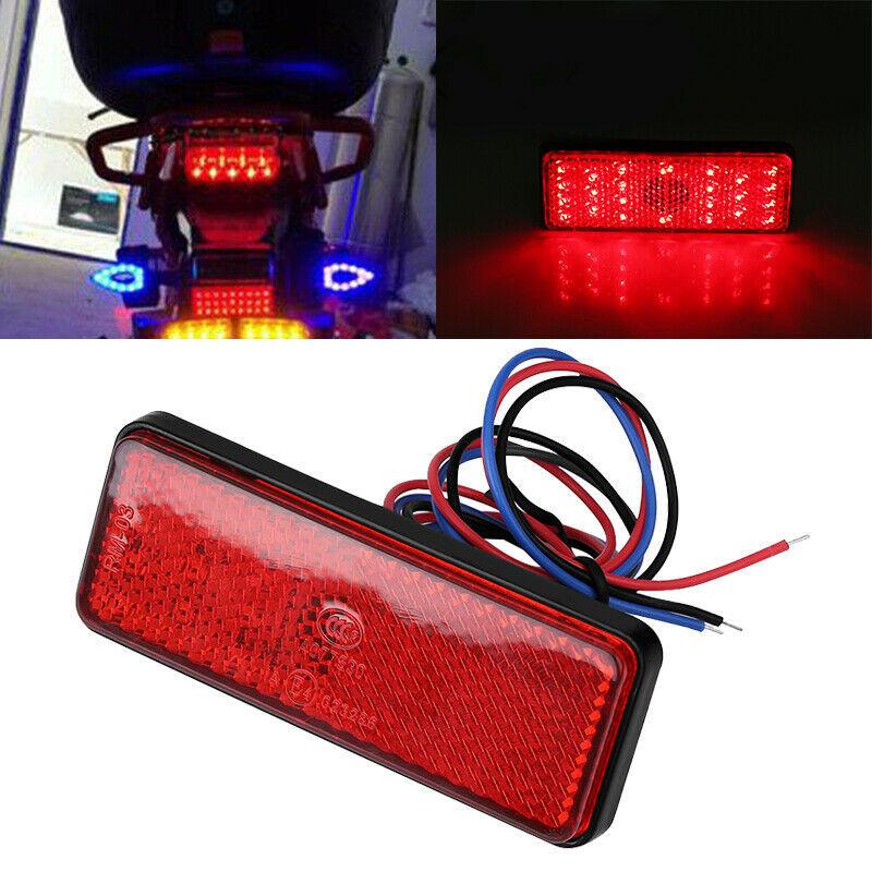 1PCS Feu Stop Moto Camion VTT 24 LED Rectangulaire Réflecteur Arrière Lampe de Frein Rouge Clignotant pour Moto