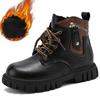 Boy's Winter Boots Fashionable Plush Warm and Casual High Top Cotton Boots Mid-Top Boots Fashion Black Boots