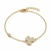 14K Gold-Plated Surgical Steel Bracelet, Clover, Zircons Bst1766