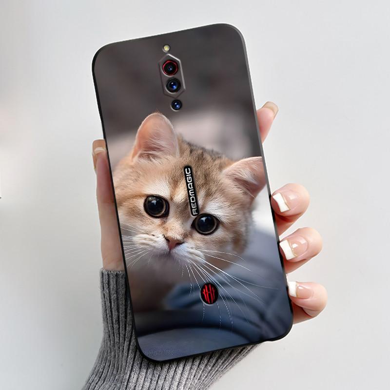 Чехол для телефона ZTE nubia RedMagic Red Magic 5g 5s Ударопрочный Защитный Черный Мягкий ТПУ Чехол Эстетичный Милый Кот Астронавт Обложка