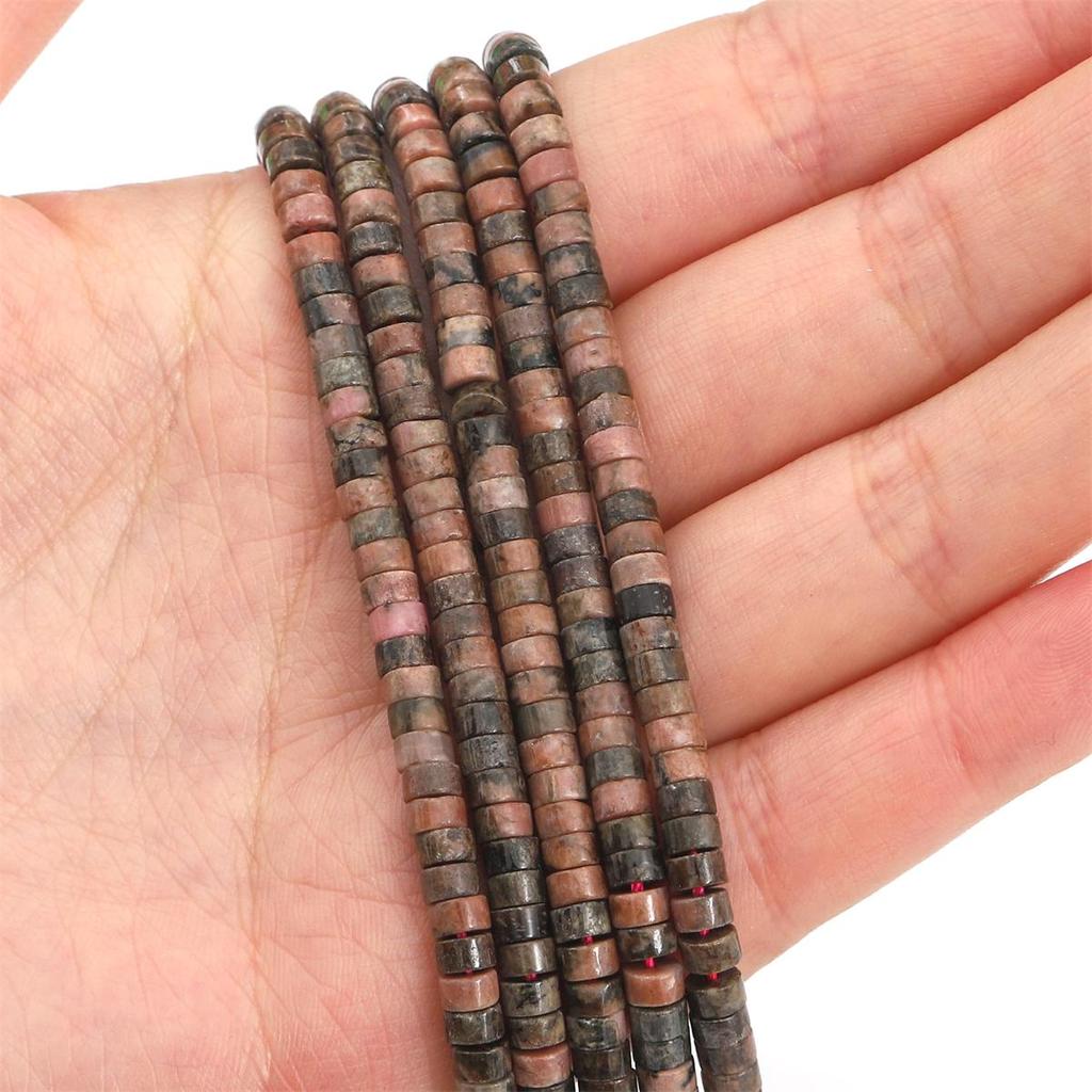 Разноцветные плоские круглые бусины-разделители из натурального камня для изготовления ювелирных изделий