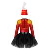 Kids Honour Guard Outfit Tutu Leotard Dress with Feather Hat Back Zipper for Cosplay