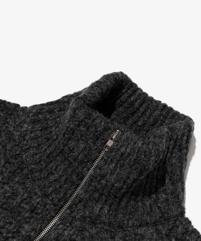 OTHERFITS Вязаный кардиган на молнии с высоким воротником (Древесный уголь)