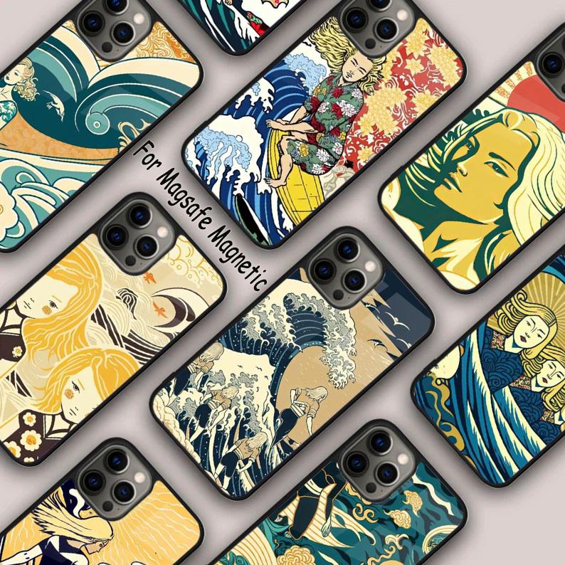 Japanese Surfers Magnetic Phone Case For APPLE iPhone 17 Air 16 14 13 12 Pro Max 15 Plus Wireless Charge With MagSafe Cover