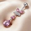 Zinc Zinc Alloy Drop Navel Piercing Ring Zircon Crystals Dangled Navel Ring  Women