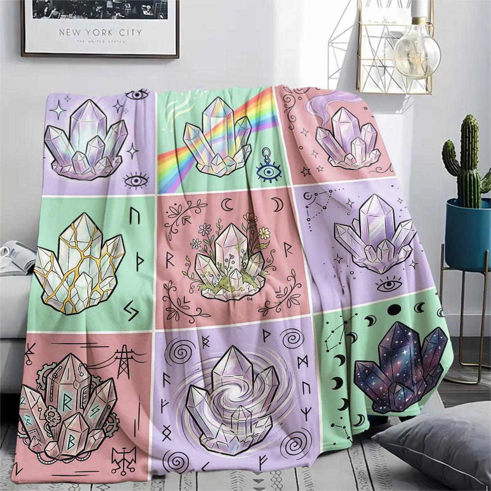 1PC Crystal Fantasy New Patterned Flannel Blanket High quality All Seasons for Home Decor Warmth and Comfort Gifts Birthday Present
