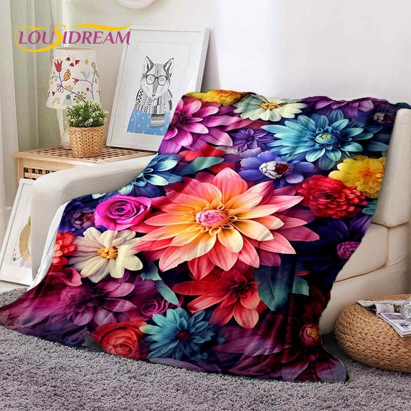 Dream Sun Flowers Nordic Daisy Soft Blankets,Keep Warm Throw Blanket Comfortable Blanket for Picnic Beds Sofa Home Bedroom Gift