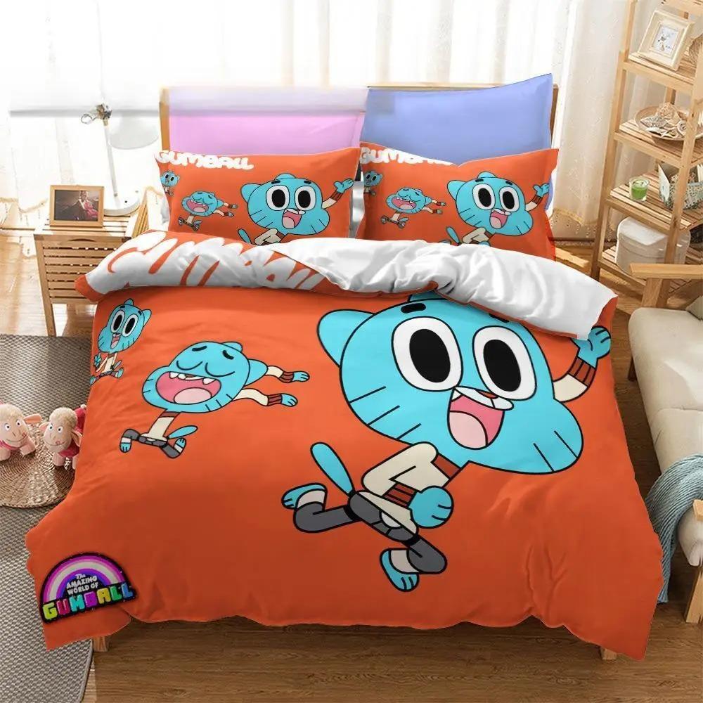 Anime Amazing World Gumball 3D Printed Bedding Collection Darwin Anais Duvet Cover King Queen Full Twin Size For Bedroom Home Textile