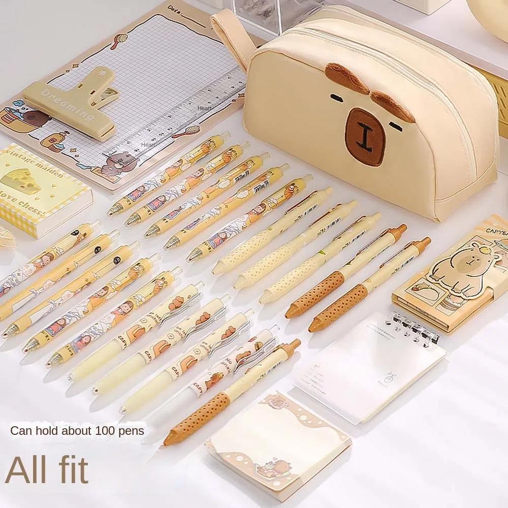 Desktop Organizer Cartoon Pencil Box Large Capacity Zipper Pencil Pouch Panda Pen Holder Office