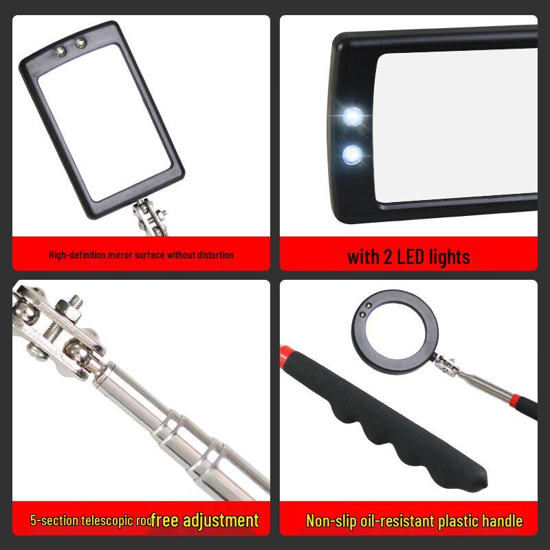 Noshuer Universal Folding Telescopic Inspection Mirror with LED Light