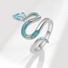 Изысканные кольца со змеей цианового цвета из капельного клея для женщин, девушек, свадебное штабелируемое кольцо, роскошный ювелирный подарок