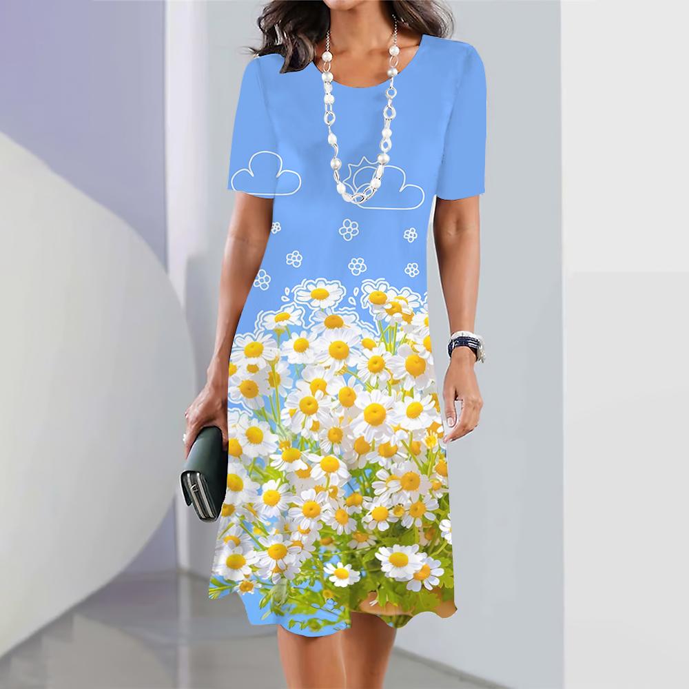 Новые весенние платья с цветочным принтом и ромашками для женщин, женские платья больших размеров, элегантные длинные платья, женская одежда