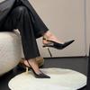 Черные туфли на высоком каблуке женские весенние новые остроносые темпераментные с передовым чувством сексуальные из лакированной кожи туфли-лодочки женские сандалии с закрытым носком женские