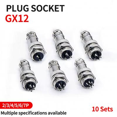 10 комплектов GX12 2 3 4 5 6 7 штырей и гнездовых штекеров для стыковки авиаторов, авиационных штепсельных вилок, круглых гаек, кабельных разъемов