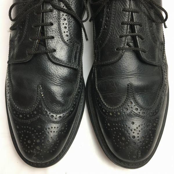 80s-90s Vintage USA Long Wingtip Business Shoes Size 9.5E 27.0-27.5 Black(USED)