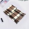 10Pcs Men Women Scarf Plaid Print Tassel Trim Double Sided Velvet Long