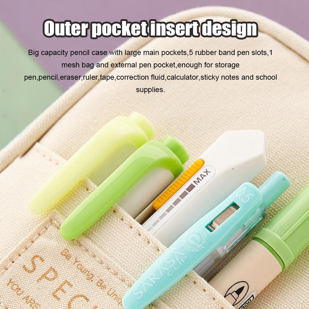 Expandable Big Capacity Pencil Case for Girls Boys School Aesthetic Zipper Pencil Pouches Cute