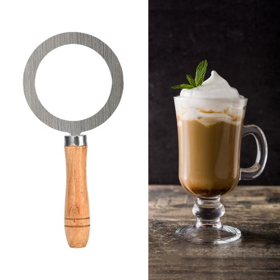 Кольцо для чашки для выпечки из нержавеющей стали с термостойкой деревянной ручкой, крышка чашки чая с молоком, прокладка для десертного пузырькового чая, жареное молоко, изготовление своими руками