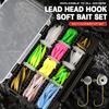 32/88Pcs/Set Soft Fishing Lure Round Head Hook Colorful Fork Curly Needle Paddle