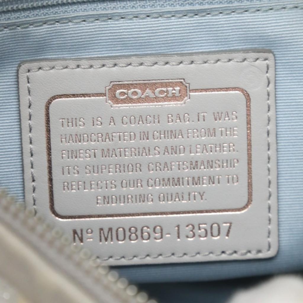 Coach Паркер op art ламе Сумка через плечо кожаная Серебристо-серый Женская 13507 Б/у
