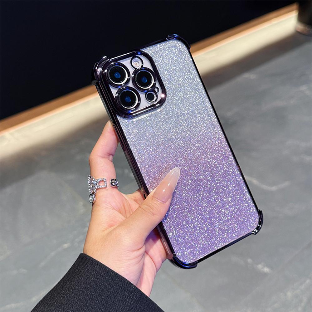 Роскошный градиентный блестящий противоударный чехол для телефона Samsung S25 Ultra iPhone 16 Pro Xiaomi Redmi Note12 itel Углы усиленные задняя крышка