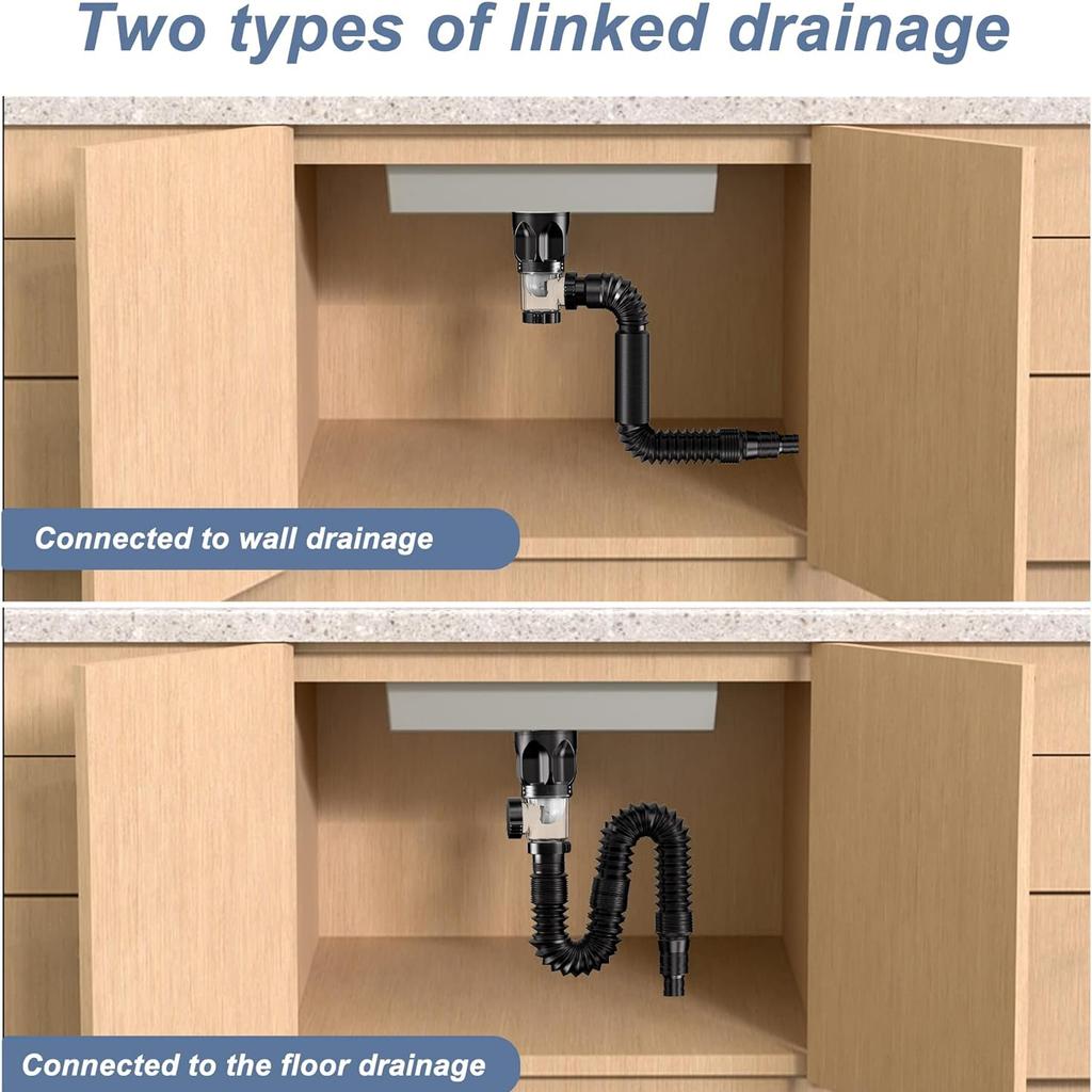 Слив для раковины, комплект для слива раковины в ванной комнате, сифон для раковины с гибким выдвижным сливным шлангом из ПВХ и выдвижной пробкой для раковины, устойчивый к запаху и насекомым