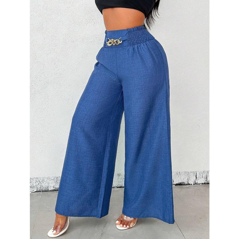 YYFS Women's Fashion Casual Solid Color Print High Waist Trousers Pants & Capris