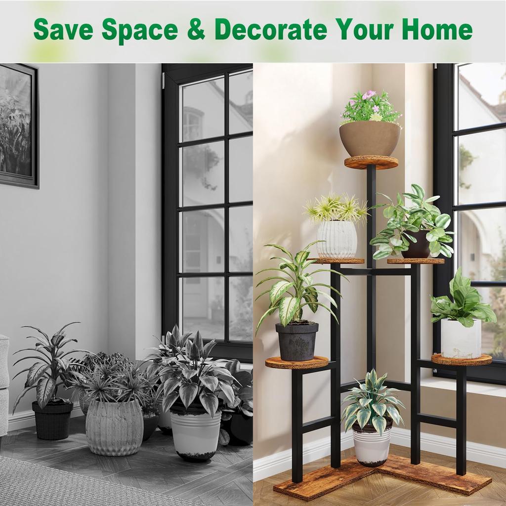 IBUYKE Цветочный горшок 4 Садовый цветочный горшок Цветочный горшок Комнатный сад На открытом воздухе Легкий JPTMJ072H Подставка, Подставка, Ярус, Стойка, Подставка, Железо, Держатель, Стойка,