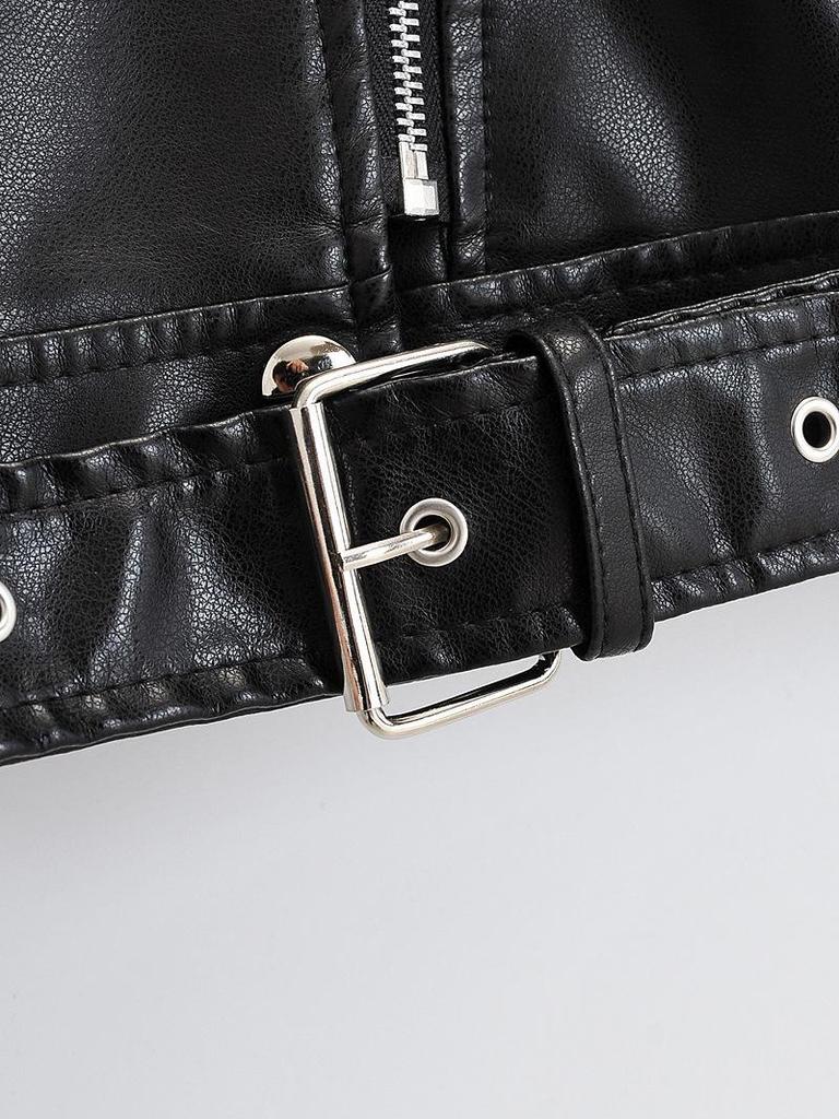 Женская oversized стираная куртка с лацканами из ПУ-кожи, осенняя, в европейском и американском стиле, 2023