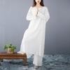 Zen Dance Women's White Retro Cotton Linen Meditation Suit - Three-Piece Set