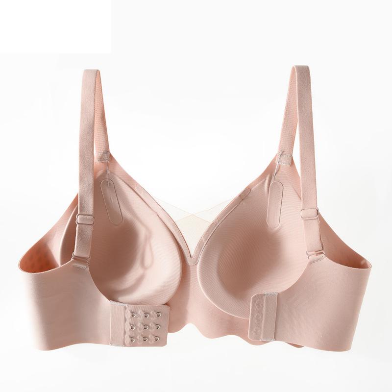 Цельное нижнее белье без маркировки для женщин, фиксированная чашка, мягкая поддержка, антипровисающий бюстгальтер со стальным кольцом и открытой спиной, бюстгальтер для сбора