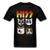 KISS Hiss Кот Пародия Смешные Футболки Rock Meow Группа Мужская Футболка Хип-хоп Рок Новейшие Топы Футболки Готика Высокое Качество