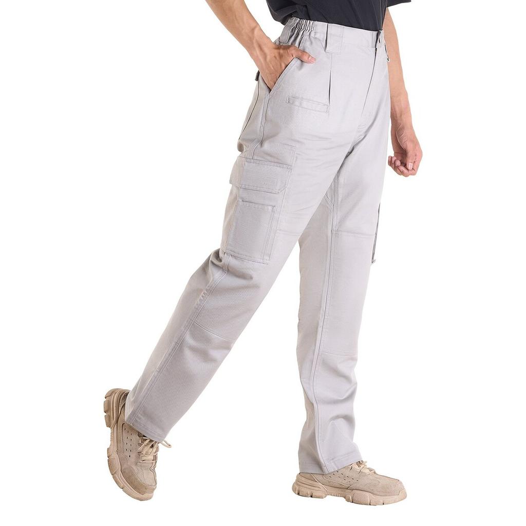 FR Pants for Men, 100% Cotton, Flame-Resistant Cargo Pants with Multi-Pockets and Elastic Waist, Reinforced Tear-proof Stitching, Ideal for Welding