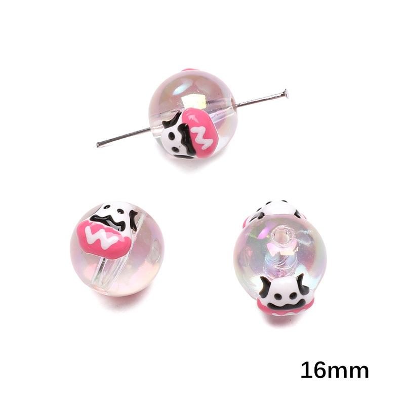 Handmade Beads Acrylic Double-sided Hand-painted Round Beads Graffiti Handmade Beads Diy Weaving Cell Phone Chain String Loose Beads Material