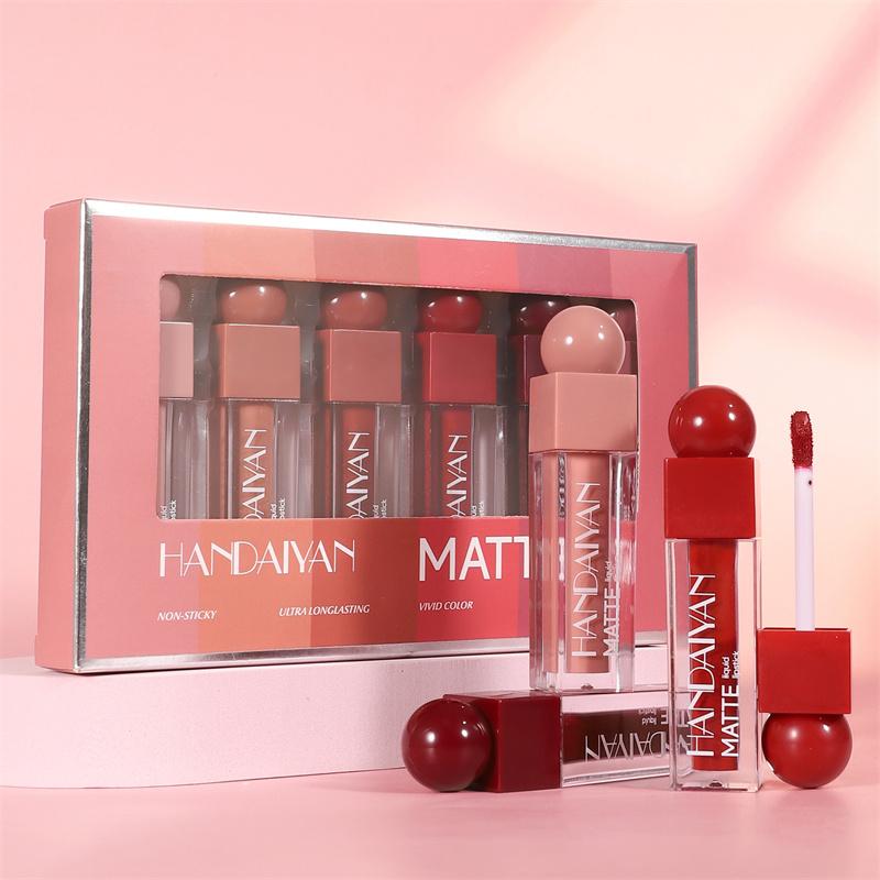 Набор из 6 квадратных тюбиков блеска для губ, бархатная матовая помада, долговечный водостойкий антипригарный красный макияж для губ