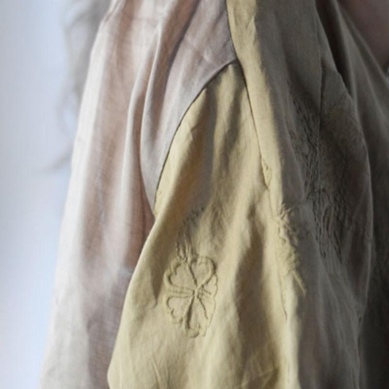 Johnature Женские винтажные вышитые цветочные рубашки с круглым вырезом, семь рукавов, пэчворк, цветные, китайский стиль, осенние свободные рубашки