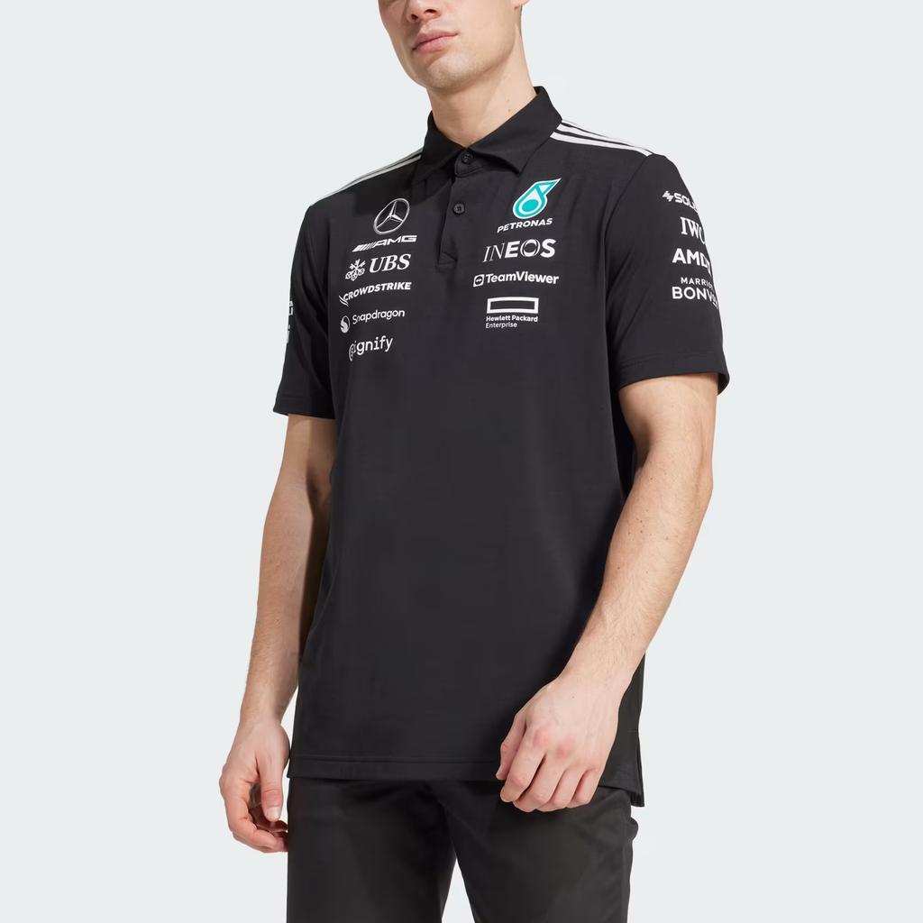 Adidas Мужская уличная футболка-поло Mercedes AMG Petronas Formula One Team черного/белого цвета JW5391