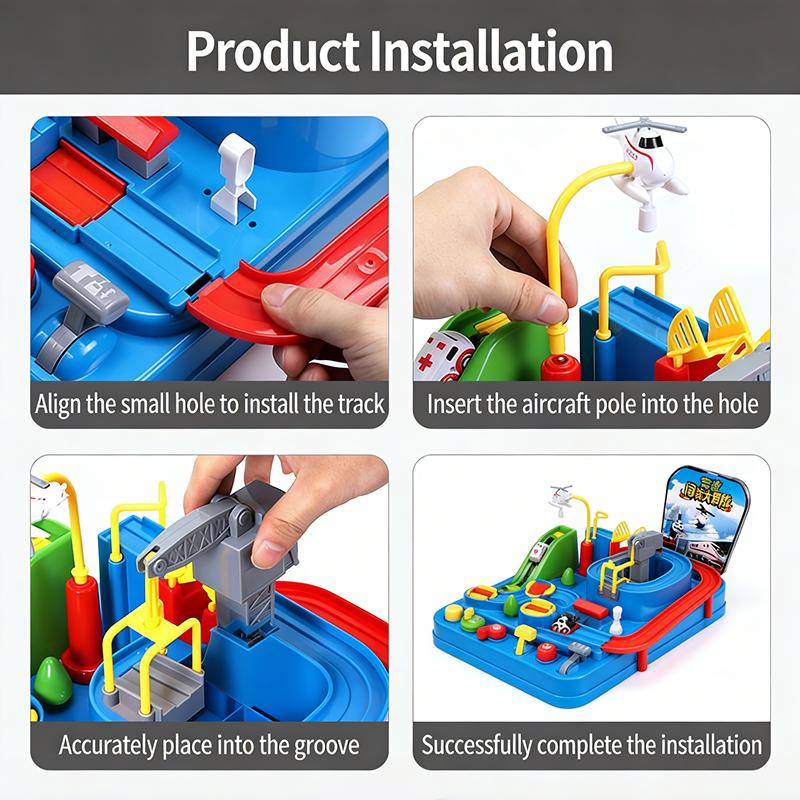 Multi-Functional Interactive Adventure Track Set: 4 Toy Cars with Multiple Play Stations