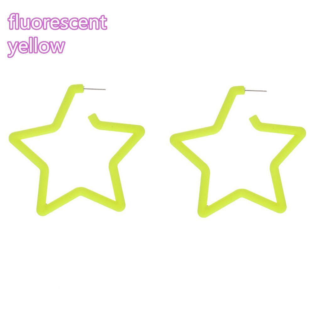 Винтажная Мода Индивидуальность Геометрические Серьги Красочная Звезда Яркая Флуоресценция Серьги-Кольца