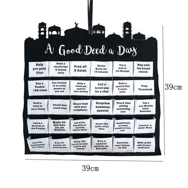 New Eid Mubarak 30days Advent Calendar Hanging Craft Countdown Calendar for Ramadan Decorations Kids Eid Mubarak Gifts Supplies