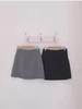 Women's Summer 2024 Slim Gray A-Line Skirt: High-Waisted Slit, Workwear Style, Knee-Length